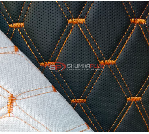 купить Перфорированная кожа черная оранжевый ромб в Москве