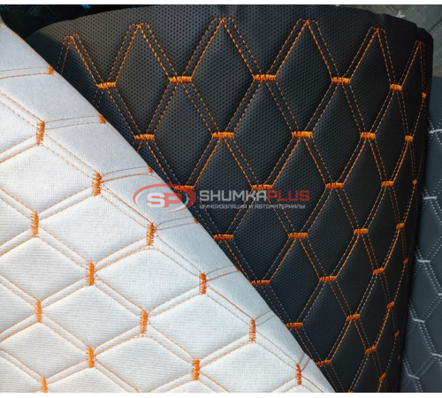 купить Перфорированная кожа черная оранжевый ромб в Москве