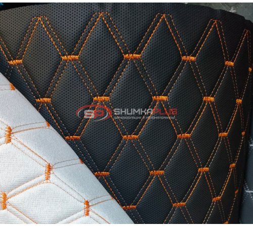 купить Перфорированная кожа черная оранжевый ромб в Москве