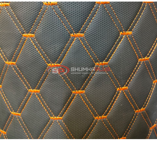 купить Перфорированная кожа черная оранжевый ромб в Москве