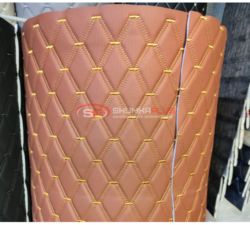 купить Перфорированная кожа коричневая золотой ромб в Москве