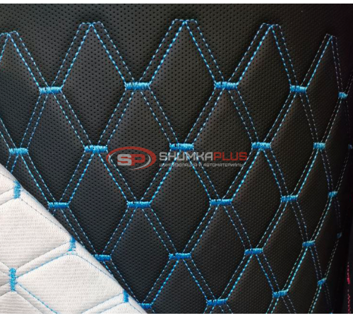 купить Перфорированная кожа черная синий ромб в Москве