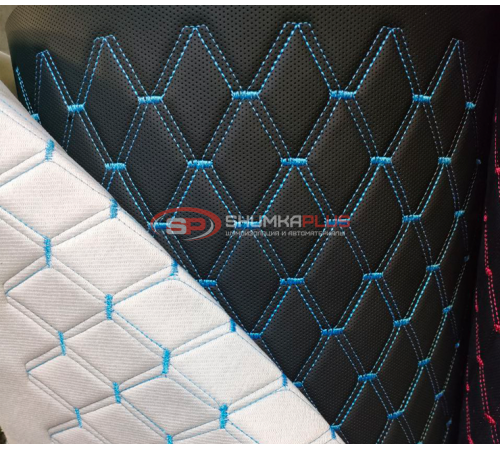 купить Перфорированная кожа черная синий ромб в Москве