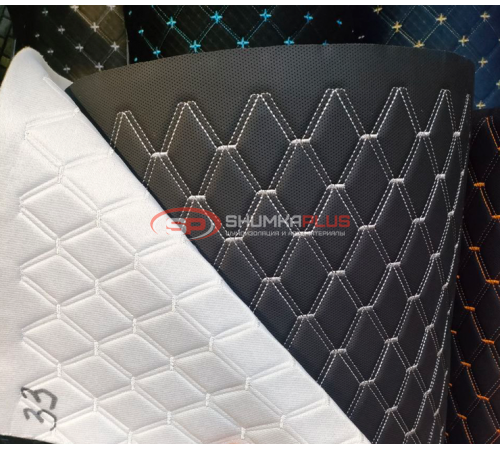 купить Перфорированная кожа черная белый ромб в Москве
