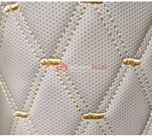 купить Перфорированная стеганая экокожа "Ромб" бежевая на поролоновой основе в Москве