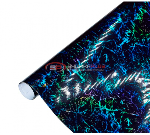 купить Автопленка кованый лазерный карбон мрамор черно-синий в Москве
