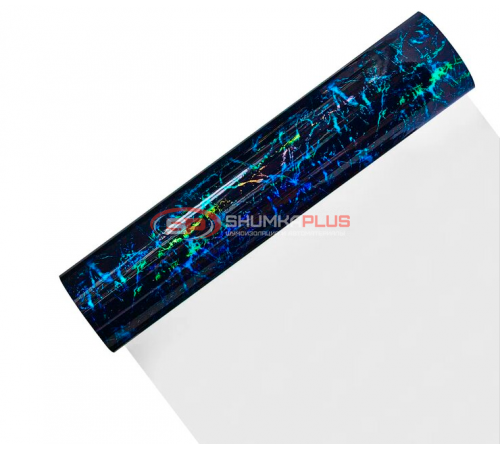 купить Автопленка кованый лазерный карбон мрамор черно-синий в Москве