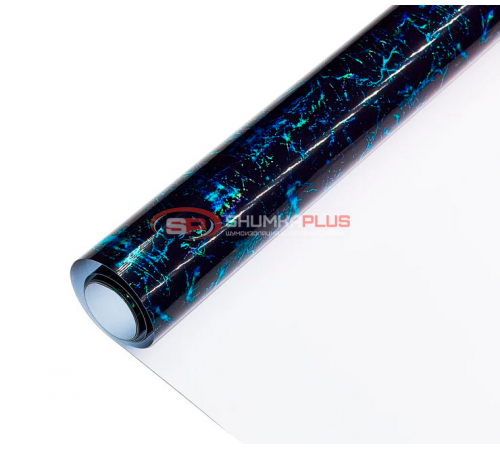 купить Автопленка кованый лазерный карбон мрамор черно-синий в Москве
