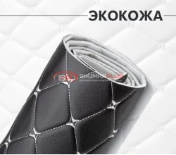 Экокожа на поролоне черный ромб (белая бабочка)