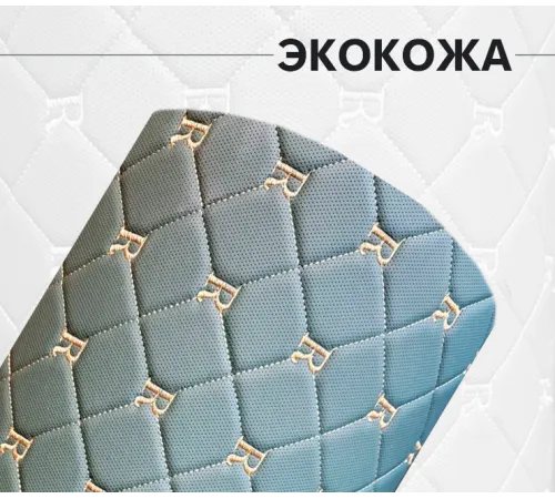 Экокожа стёганая квадрат графит (Нитки золото)